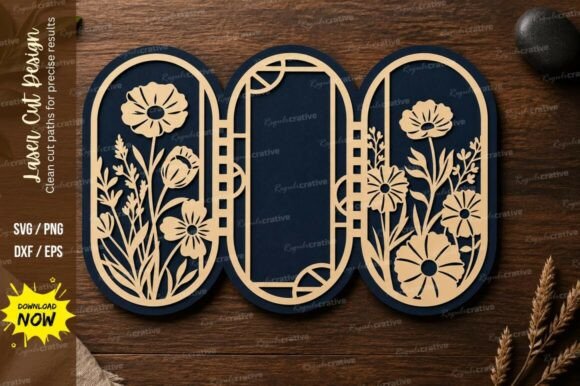 Download Floral Triple Panel Screen Laser Cut SVG - Screen Collection