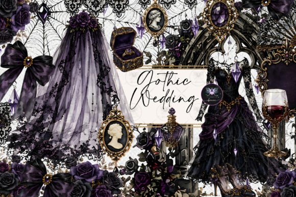 Download Purple Gothic Wedding Clipart - Gothic Collection